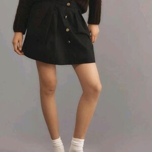 by Anthropologie 100% cotton black button front skirt  Womens Size Medium NWT
